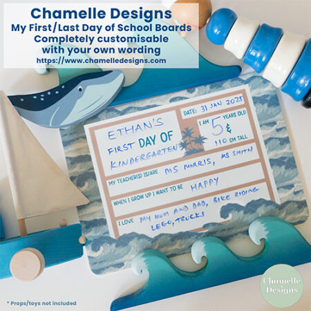 Chamelle Designs First day of school / Last day of school acrylic board for photos - Sea beach theme